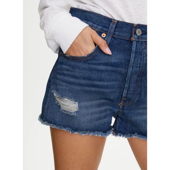Levi's Premium 501 High Rise Jean Shorts Silver Lake Distressed Sz 28 NWT - Picture 6 of 15
